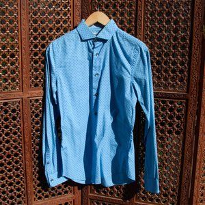 Express blue polkadot button-up